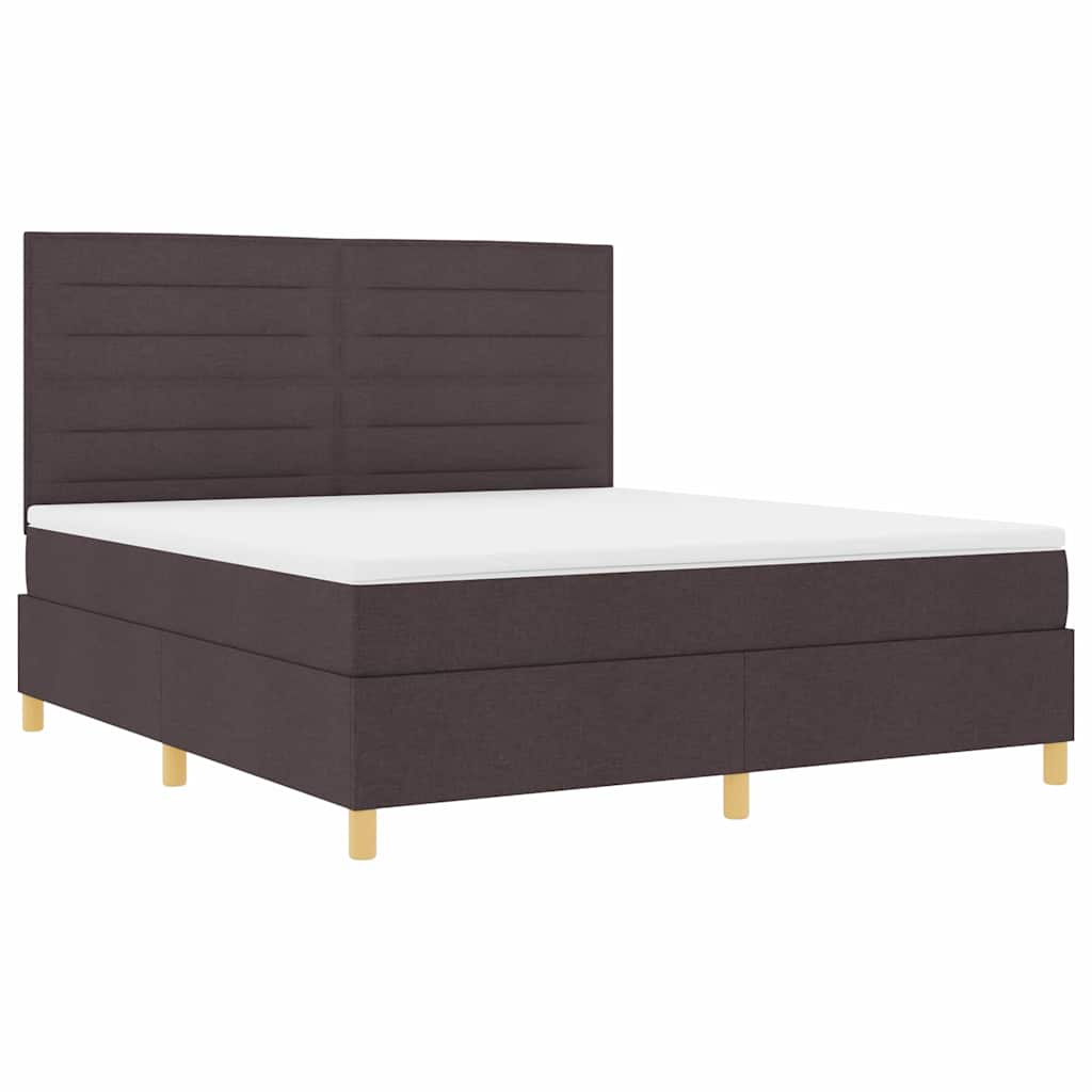 Box Spring Bed with Mattress Dark Brown 180 x 200 cm Fabric