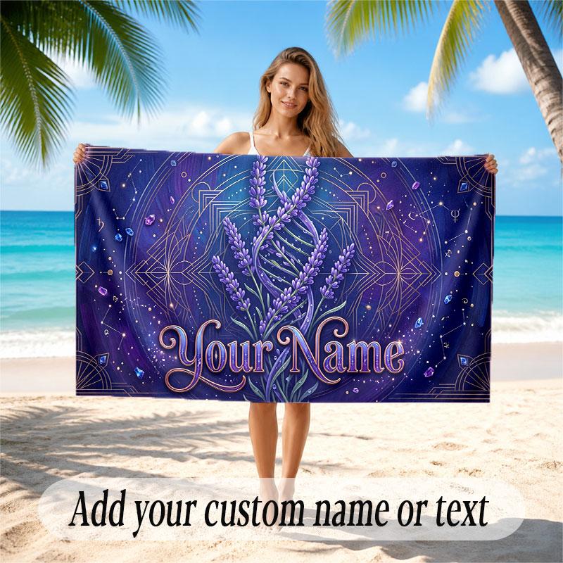 Fantasy Magic Theme Soft Beach Towel Personalized Custom Name Text Towel Portable for Beach Pool Travel