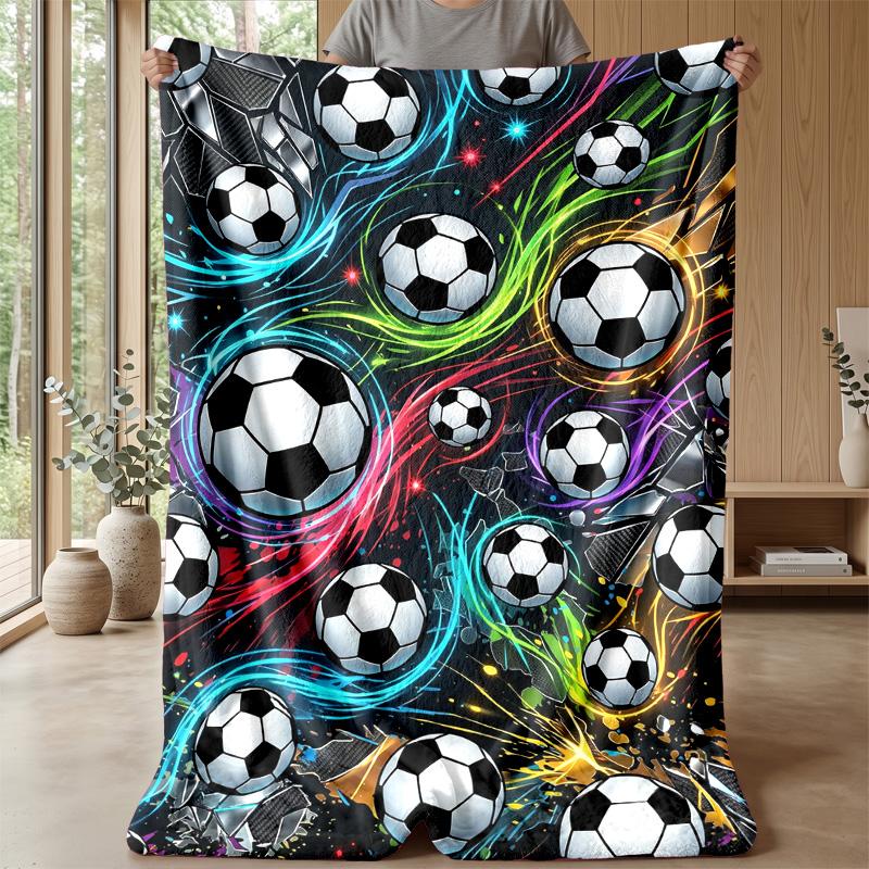 Soccer Ball Celebration 5 Theme Blanket Lightweight Warm Flannel Blanket Decorative Throw Blanket for Home Decoration