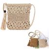 Straw Weaving Shoulder Bags for Women Tassel Beach Crossbody Bag Messenger Bag
