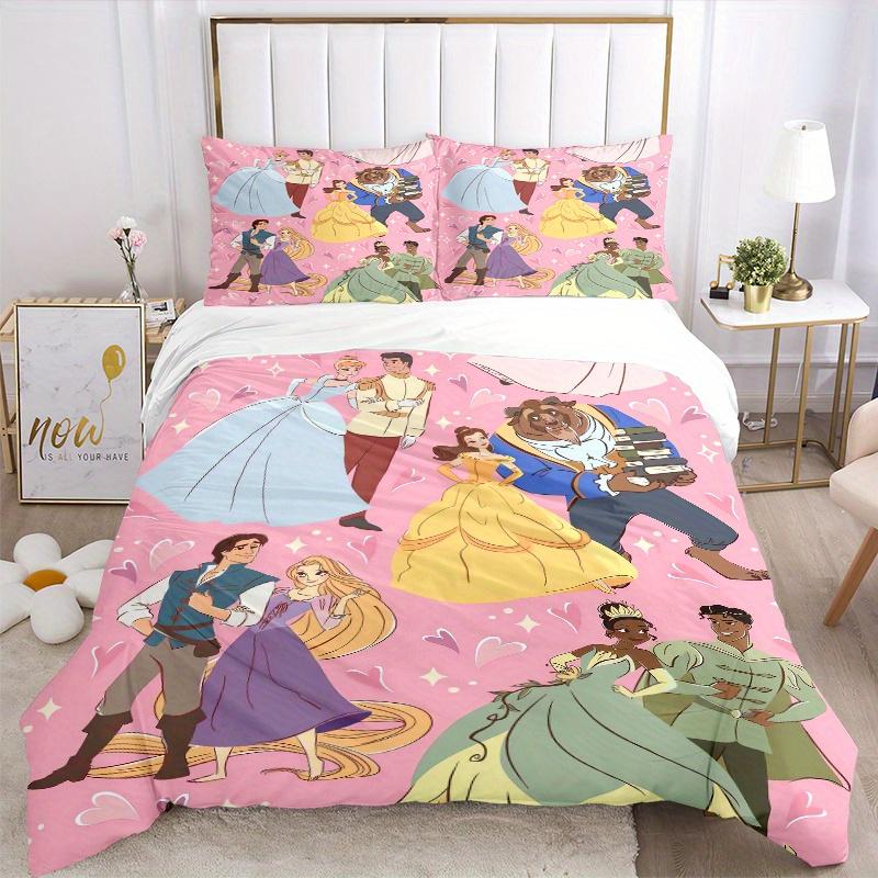 3pcs Disney Princesses & Prince Bedding Set, Including 1 Quilt Cover and 2 Pillow Shams, Without Filling, Soft and Comfortable Home Bedroom B033