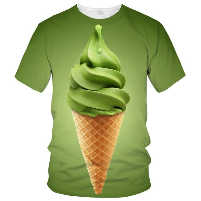 Sommerinteresse Eiscreme-Grafik-T-Shirts für Männer, lässig, persönlichkeitsorientiert, 3D-gedruckt, coole T-Shirts, Hip Hop, Harajuku, O-Ausschnitt, Streetwear-Tops