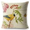 Vintage Flower Pillow Case Decor Blue Painting Flower Bird Pillowcase Polyester Cushion Cover for Sofa Car Home 45x45cm