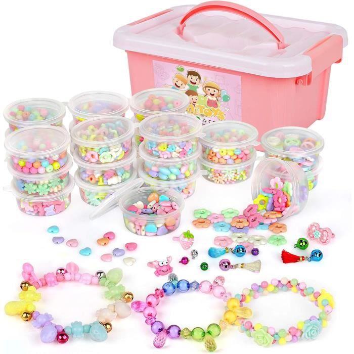 Sanlebi Enfants Bricolage Perles Set,2000 Pièces Bracelet Perle Pour Fabrication De Bracelets,Collier,Kit Fabrication Bijoux Jeux