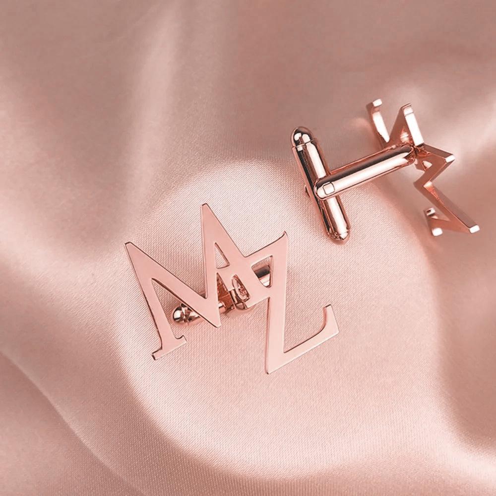Custom Double-Letter Cufflinks for Men's French Shirts - Groom Wedding Accessory