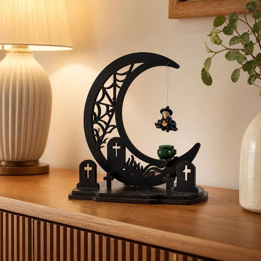 Dark Style Halloween Witch Magnetic Swing Figurine Ghost Hanging Table Ornament  Window Display