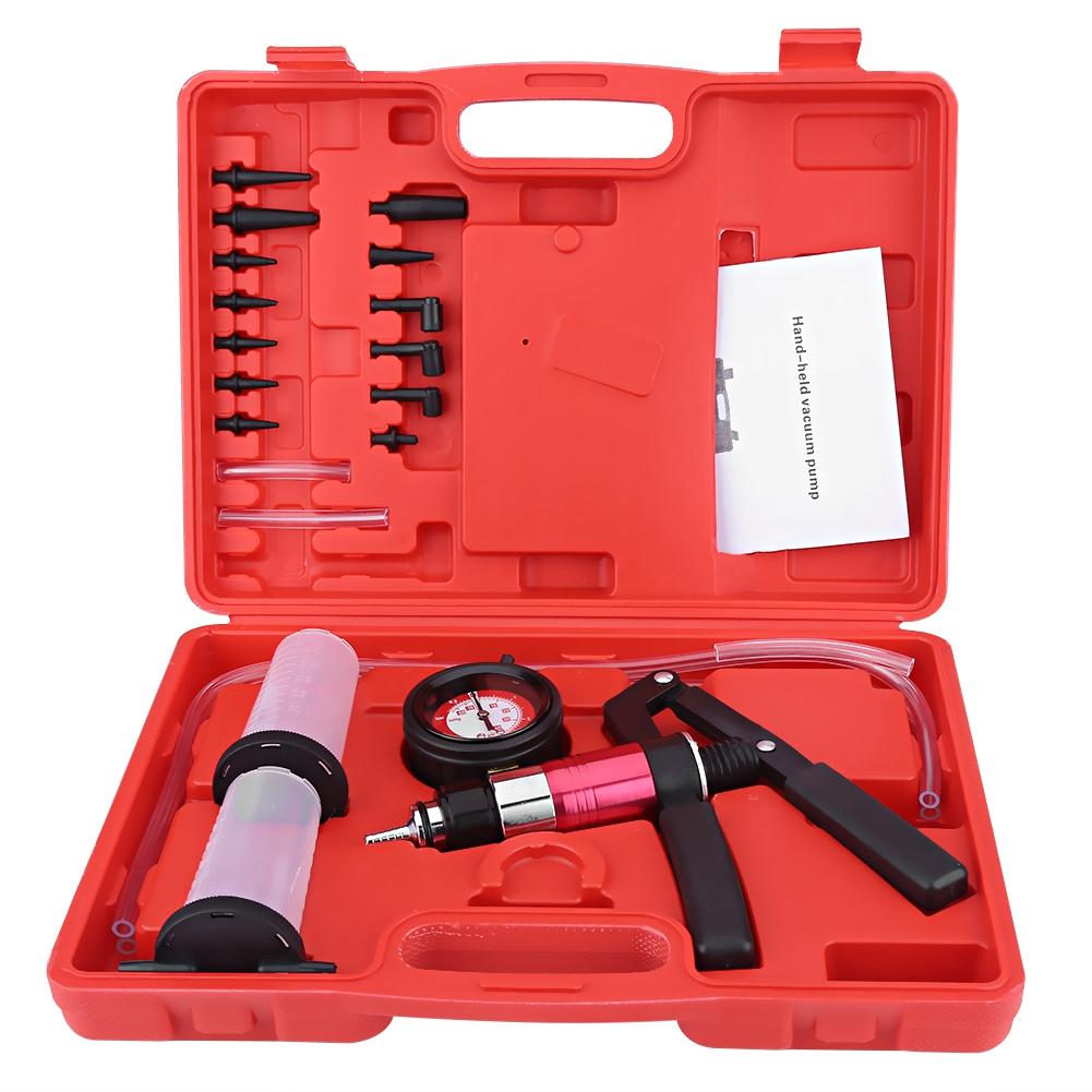 Auto Hnad Held Vacuum Pump Pressure Tester Kit Brake Bleeder Test Tool Set with Adapters