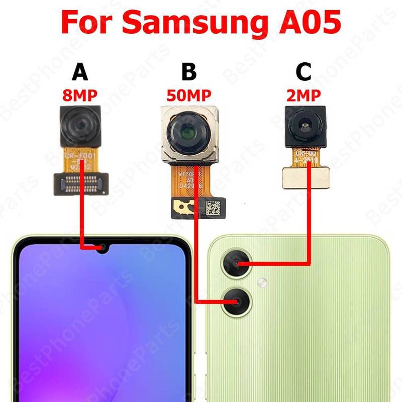 Rear Front Camera For Samsung A05 A055 Backside Facing Frontal Selfie Back Camera Module Mobile Phone Replacement Parts Camera A