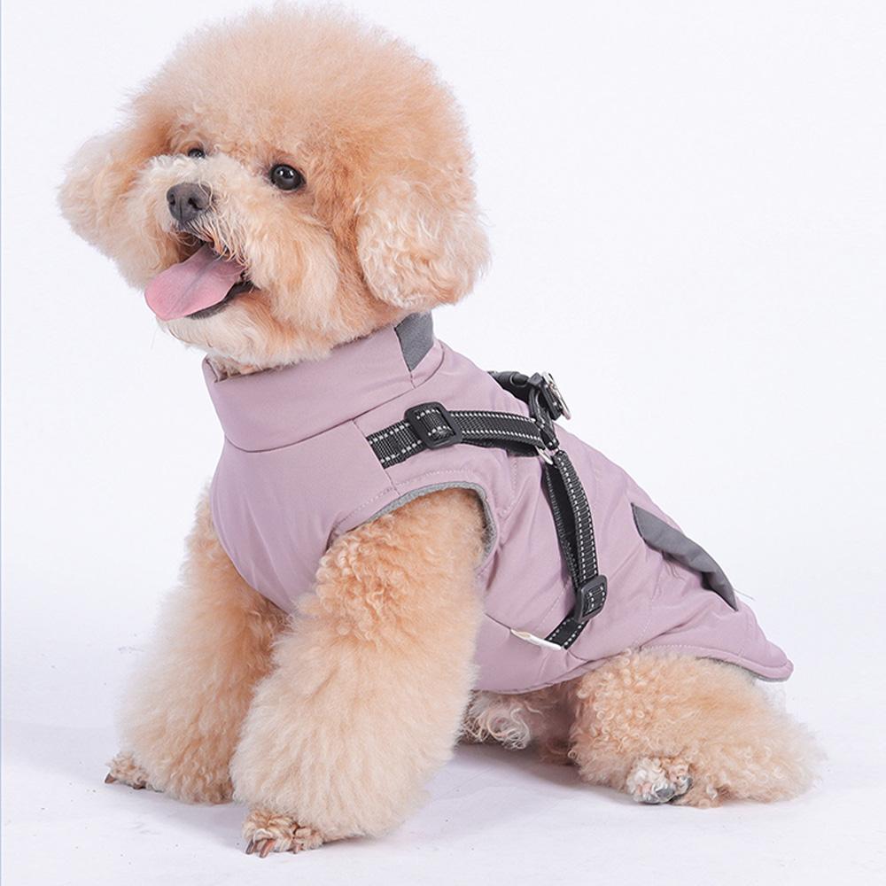Warm Winter Dog Clothes Waterproof Dog Jacket Coat With Reflective Harness Belt Soft Pet Clothing Jumpsuit Yorkshire Costume