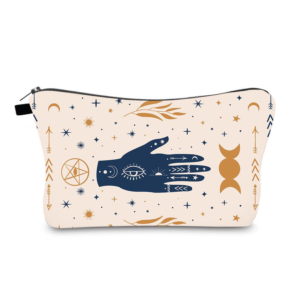 Evil Eye Print Makeup Bag Vintage Style Travel Storage Pouch Portable Hand Clutch Toiletry Bag