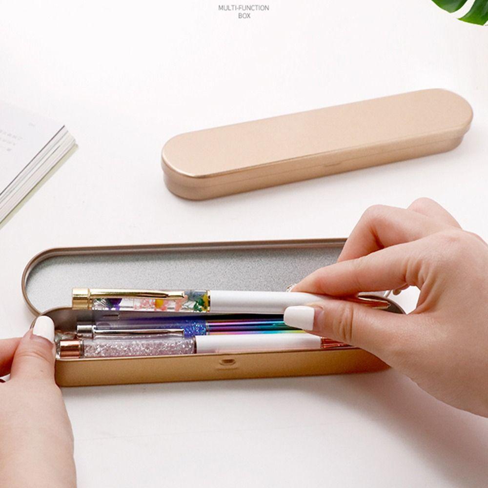 Rectangular Pen Box with Sponge Lining Pencil Case Portable Tin Box  Home Storage