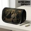 1pc Portable Flip-Top Halloween Themed Pencil Case with Double-Layer Zipper, Mystical Gathered Witches Black Design, Large Capacity Thickened Oxford M
