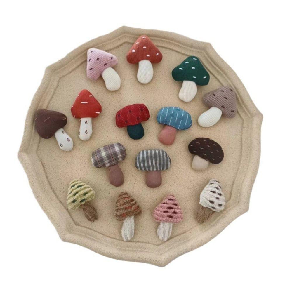 1 Pair Woodland Style Mushroom Brooch Fabric Handcrafted Pin Premium Adorable Brooch For Women