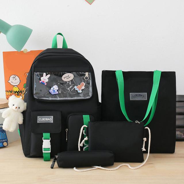 Women's Backpack Composite Bags Casual Canvas Preppy Style Students School Bag Bookbag Large Capacity Handbags Pencil Pouch