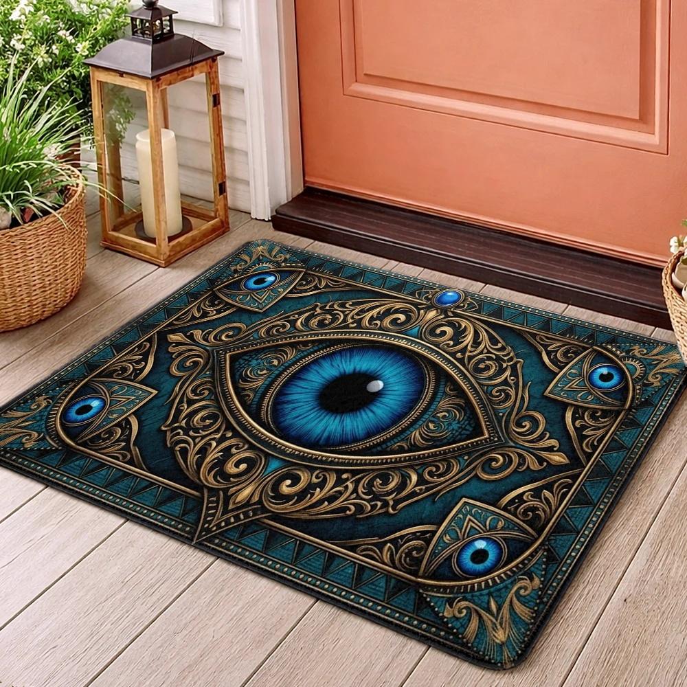 1pc Mystical All-Seeing Eye Rug, Non-Slip Rubber Backing Carpet with All-Eye, Machine Washable Mat Suitable for Living Room