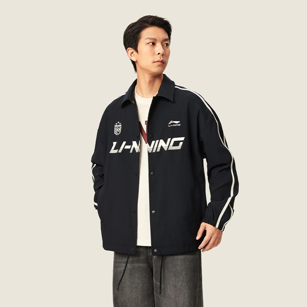 Li-Ning Sports Lifestyle Series Minimalist Versatile Letter Stripe Brand Logo Polo Casual Loose Jacket Unisex Jacket AJDV275-6