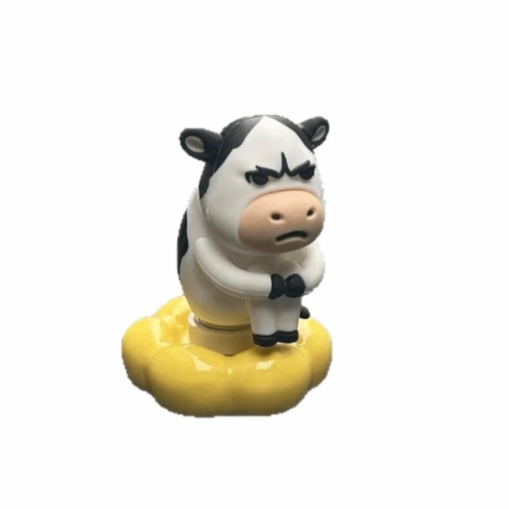 Ugly-cute Cute Cow Doll 3D Printed Car Ornament Grass Cow Figure Desktop Decor