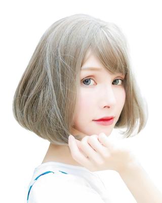 Wig Full Wig Short Bob Curl Short Bob Wig Heat Resistant Natural Gradient Gray Adult Bob [TefuRe] DW-3066RGRY