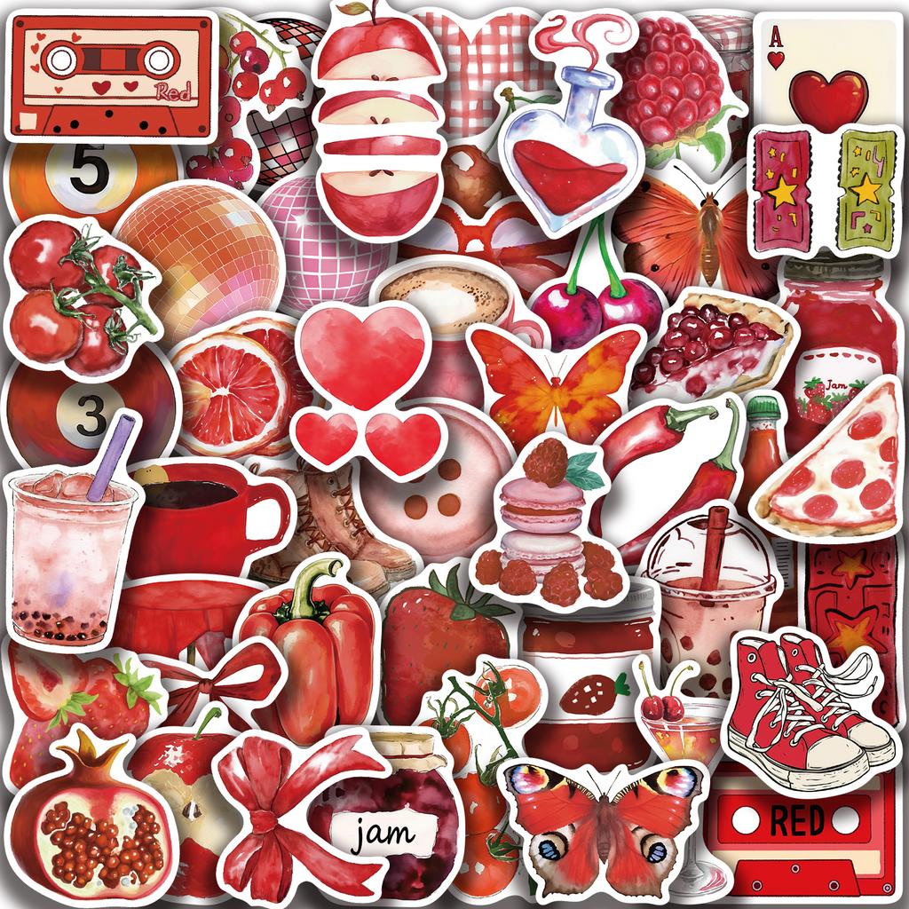 50PCS Cherry Downtown Stickers, Colorful Graffiti Decorative Stickers for Cups, Notebooks, Phones, and Luggage