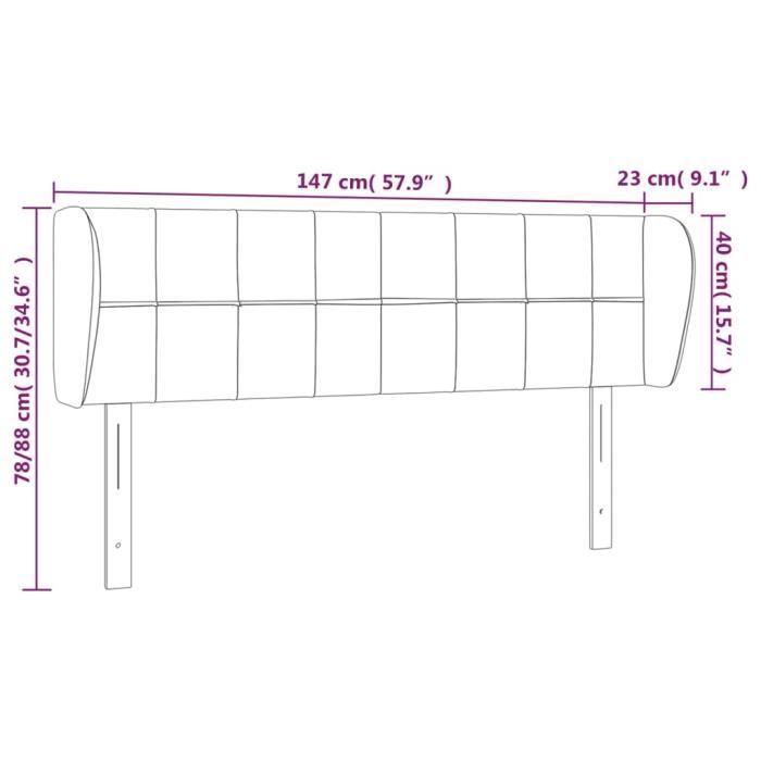 VidaXL Tête de lit avec oreilles Gris foncé 147x23x78-88 cm Tissu3117143