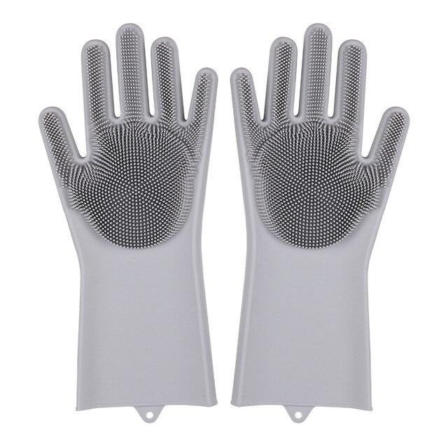 Dishwashing Cleaning Gloves Magic Silicone Rubber Dish Washing Gloves for Household Sponge Scrubber Kitchen Cleaning Tools