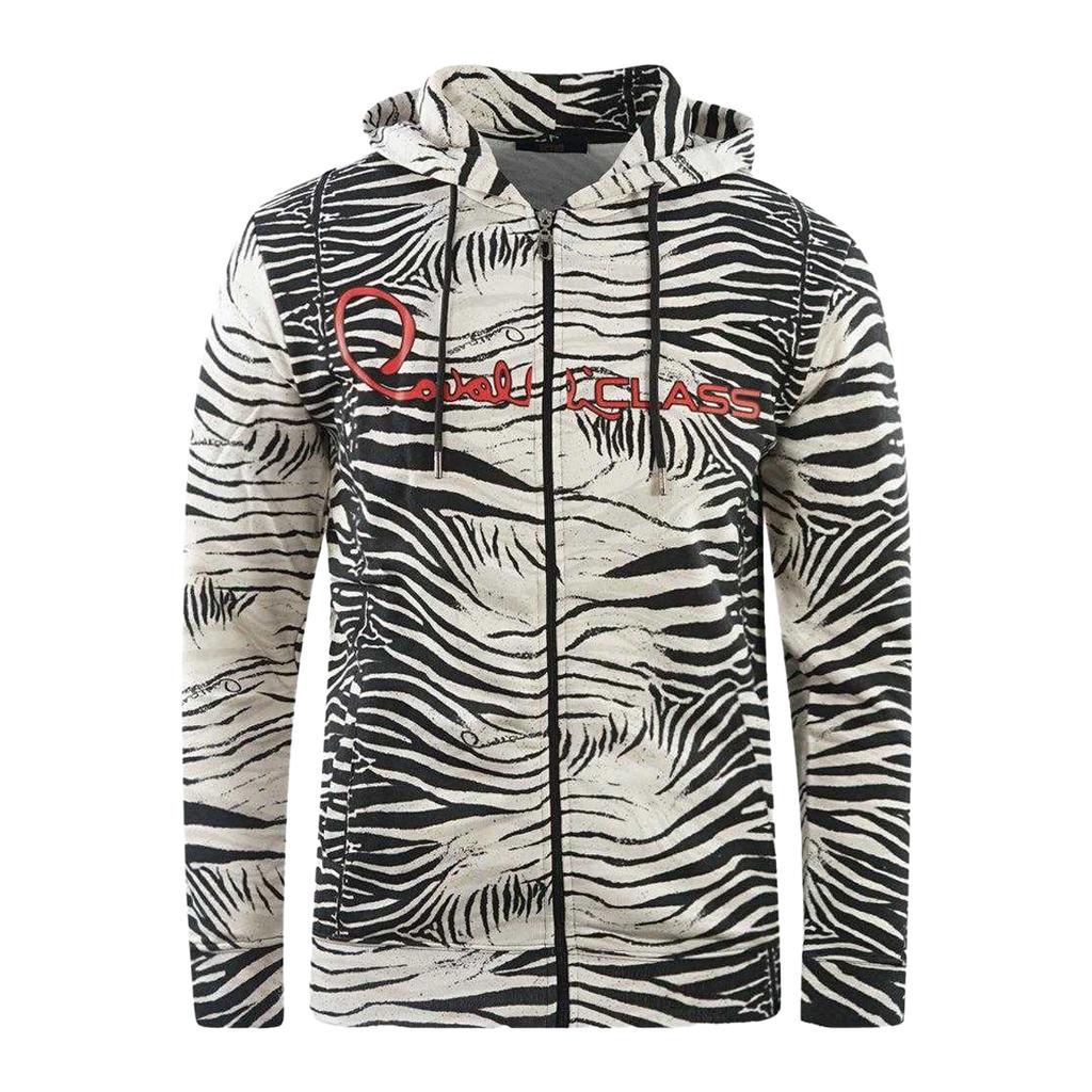 Cavalli Class Mens Zebra Print Full Zip Hoodie