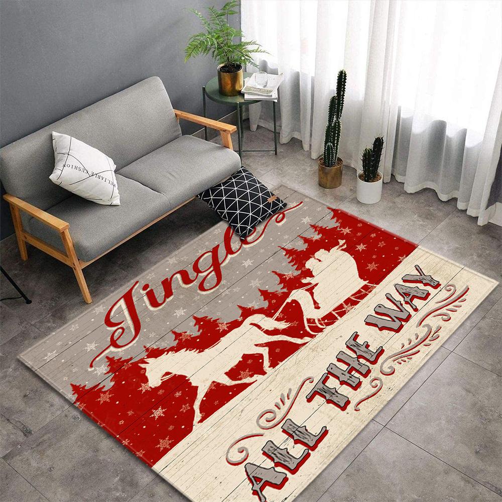 Christmas Tree Living Room Area Rug Xmas Gift Carpet Kids Play Bedroom Rug Santa Claus Print Home Decor Doormat Kitchen Floormat