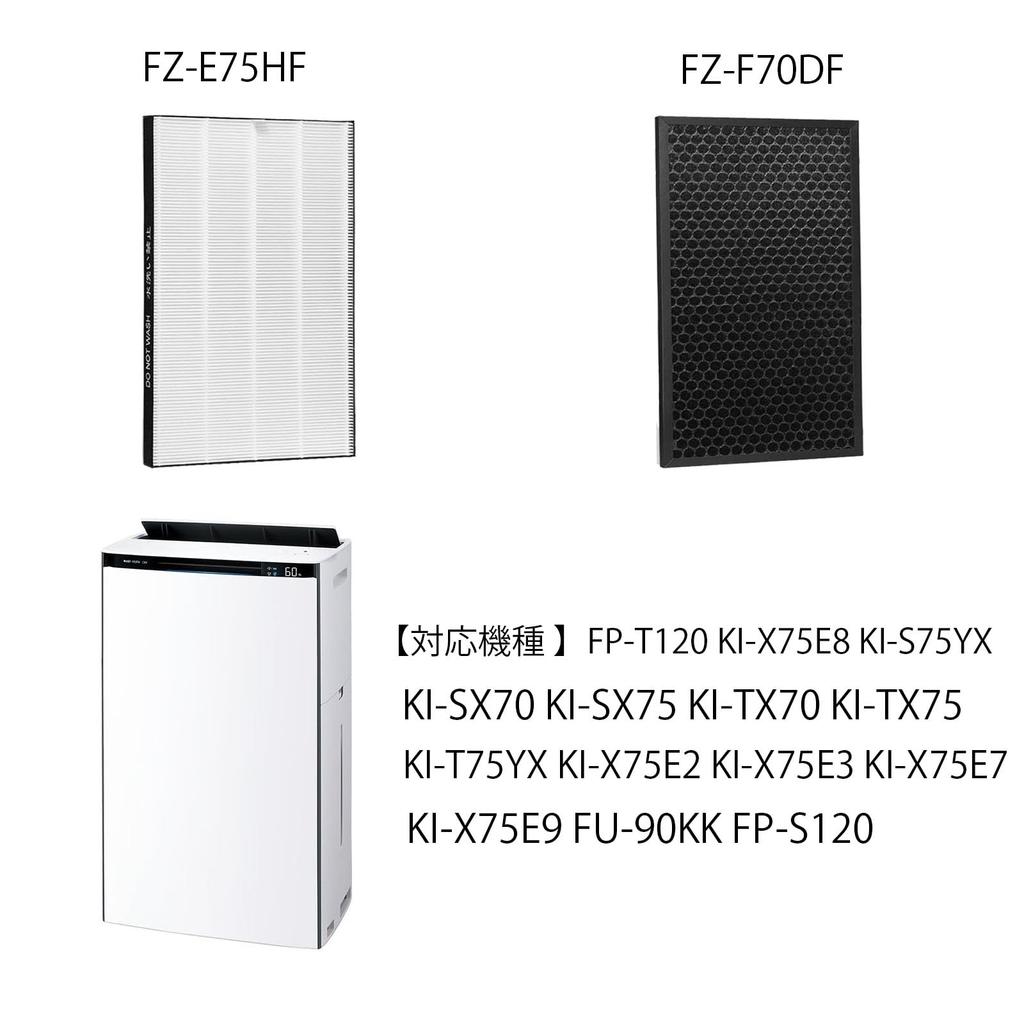 FZ-E75HF FZ-F70DF Compatible Replacement Filter for Sharp Air Purifier Dust Collection Deodorizing 2 Pack