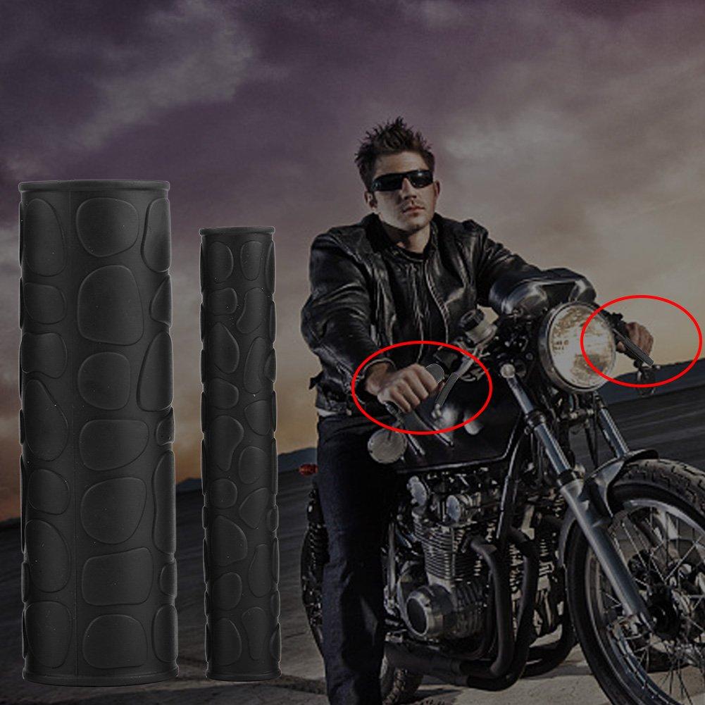 Grip Shrink Tubes Qiilu 1 Pair Universal Motorcycle Anti Slip Soft Rubber Handlebar Grip Cover + Brake Lever Cover (Black)