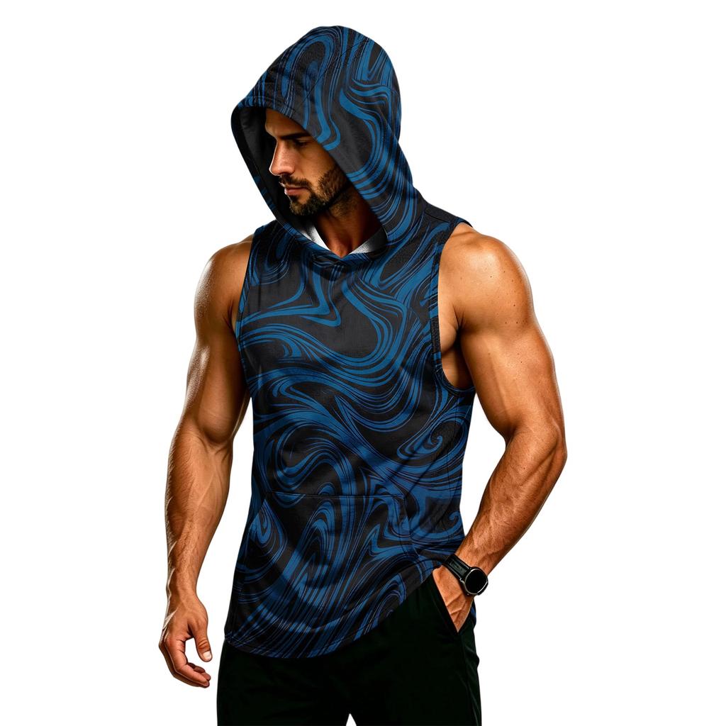 Men's Sleeveless Hoodie Muscle Fit Gym Tank Top Breathable Quick Dry Workout Vest for Fitness Training and Sports