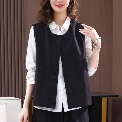 Moda Feminina Colete Curto Primavera Outono Casual Sem Mangas Roupa Exterior Tendência