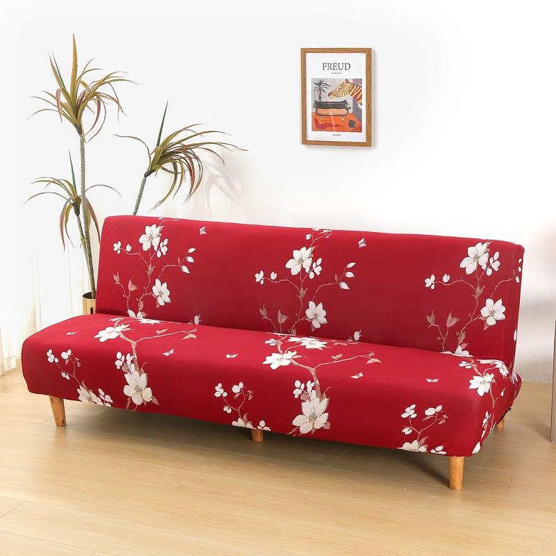 LANMOLIFE Armless Futon Sofa Cover Printed Elastic Sofa Covers Removable Cleaning Spandex Sofa Covers Suitable For Home Decor