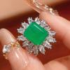 New set, jewelry, earrings, rings, square color treasure, red corundum, fashionable European and American style luxury women's models are in stock.