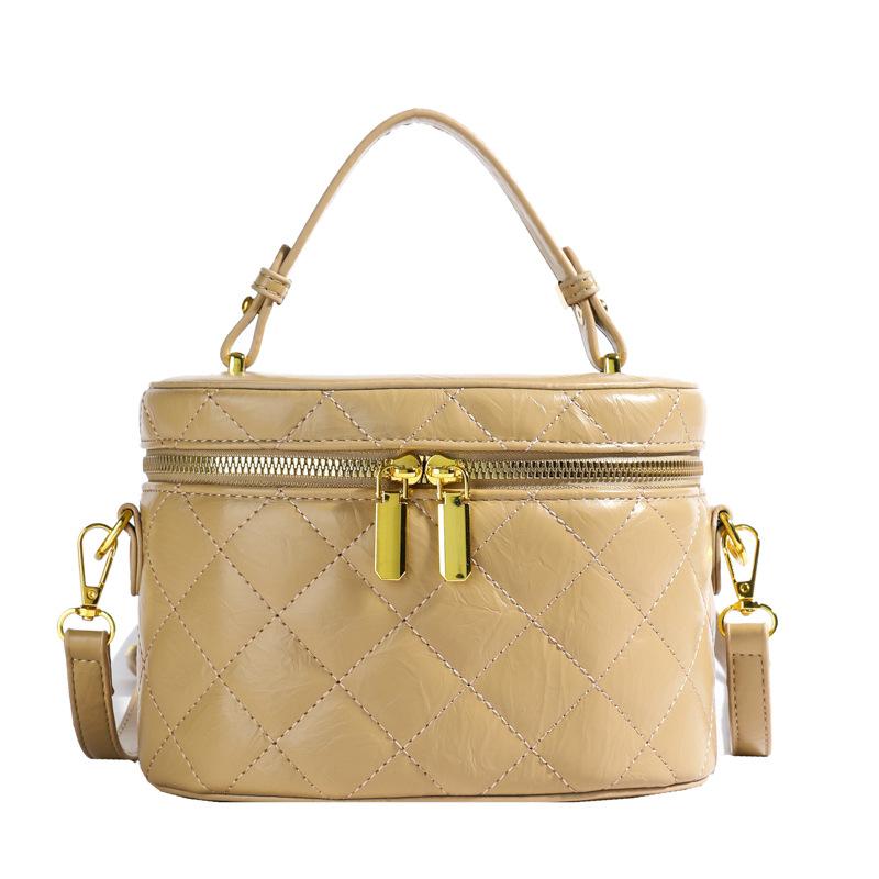 

Популярная простая женская сумка 2025 новая ромбовидная текстура сумка-коробка сумка-ведро маленькая сумка-мессенджер хаки