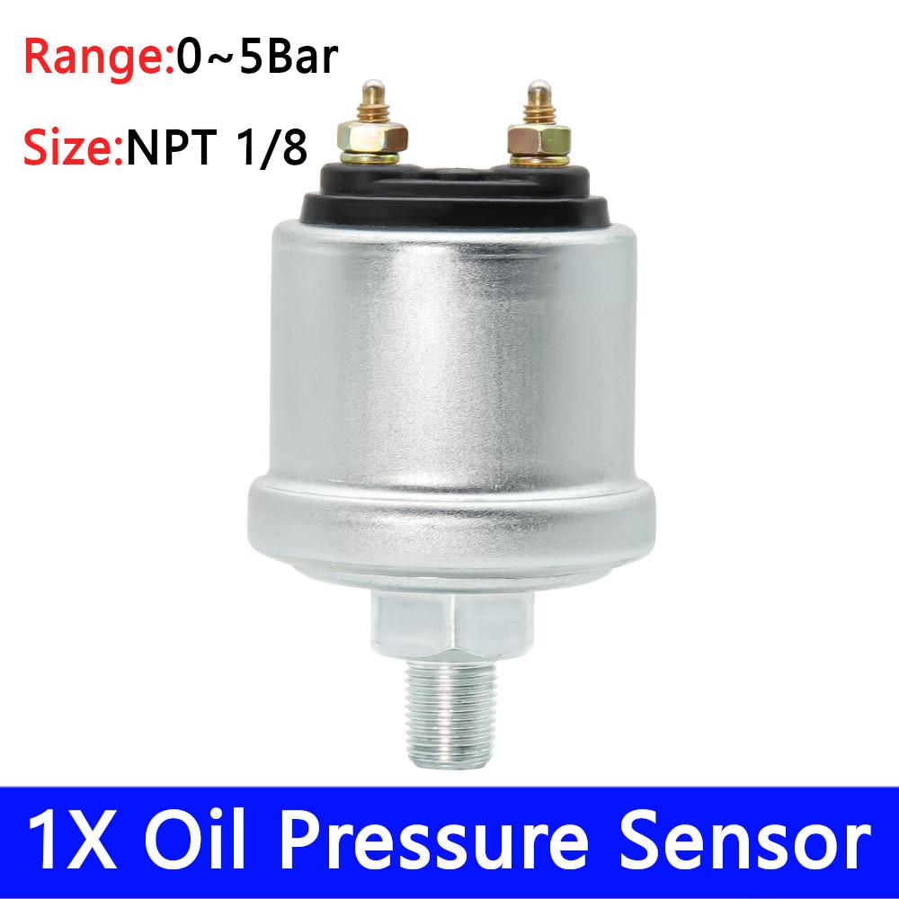 For Engine Oil Pressure Sensor 0-5Bar 0-10Bar Thread 1/8 NPT M10 Pressure Gauge Sender For 52mm Oil Pressure Gauge 12V/24V NPT1-8 0-5Bar