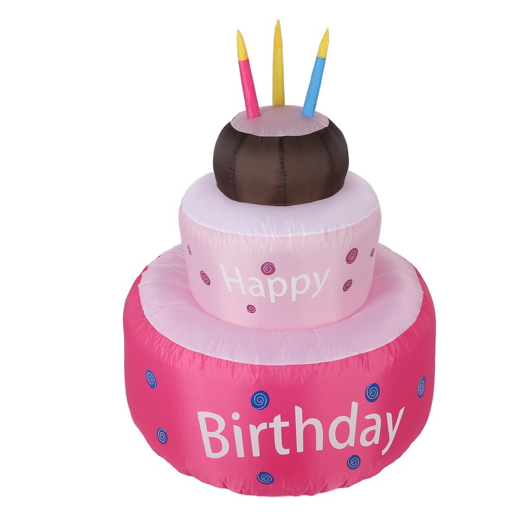 Inflatable Happy Birthday Cake with Candle IP44 Waterproof Birthday Blow Up Yard Decoration with
