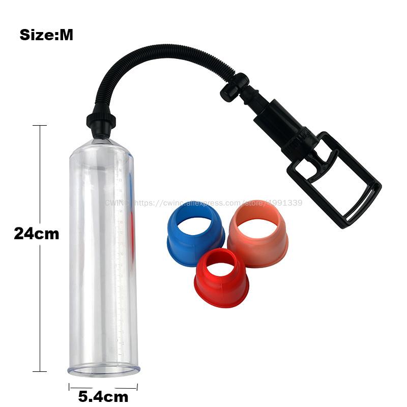 CW0252 Male Penis Pump Enlarger Vacuum Pump Extender Large with Extra Sleeves Sex Toys for