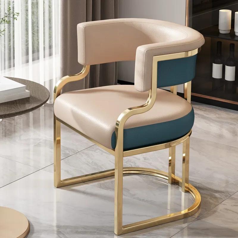 Light Luxury Dining & Tea Chair Set - High-End Hotel Sofa Chair, Includes Manicure & Makeup Stool