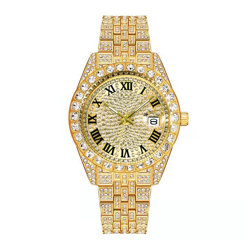 

Huaqiangbei Men s Diamond-Studded Submariner Hip Hop Quartz Watch with Calendar