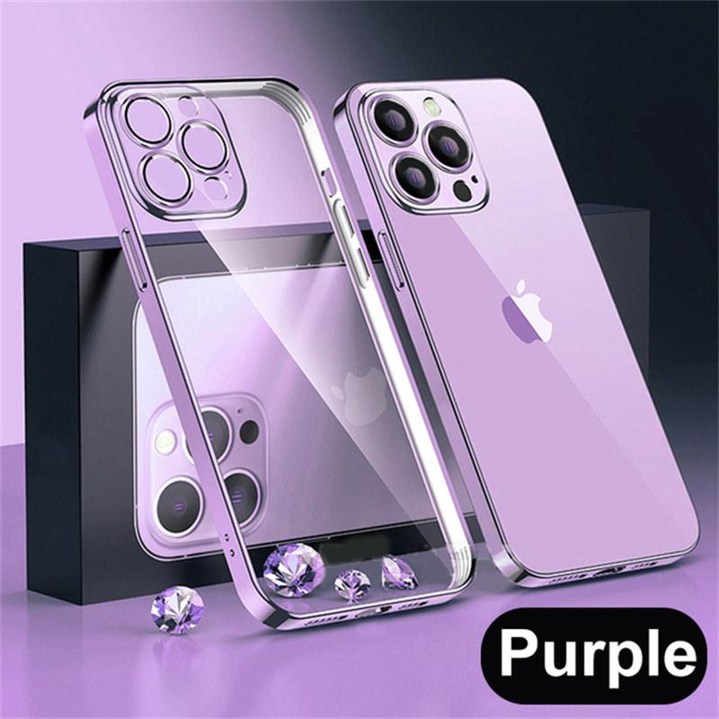 Luxuxy Plating Transparent Case For iPhone 15 14 13 12 11 Pro Max Shockproof Soft Silicagel Cover X XR XS 8 7 6 Plus SE Accessories