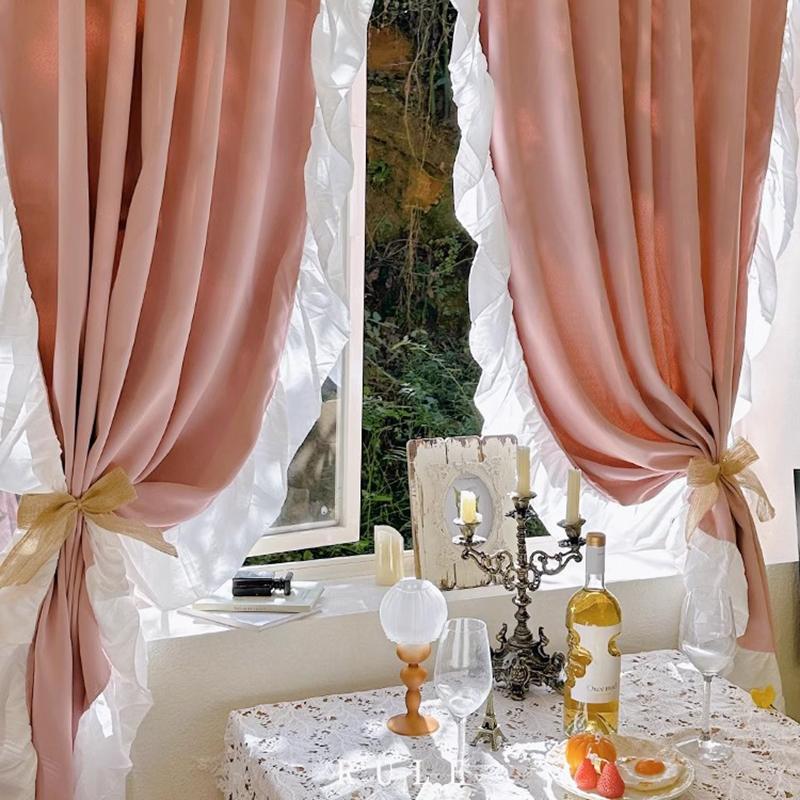 100% Blackout Curtain Vintage Lace Window Curtains Bedroom French Window Shades Blinds Living Room Privacy Shading Cloth