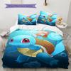 Biancheria da letto con motivo a cartone animato di Squirtle Decorazione per la casa Regalo di compleanno (1 * copripiumino + 2 * federa, senza nucleo)