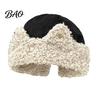 Fuzzy Skull Cap Cat Ear Sherpa Fleece Hat for Women, Windproof Winter Protection Comfortable Hat, Thick Warm Outdoor Cycling Soft Lined