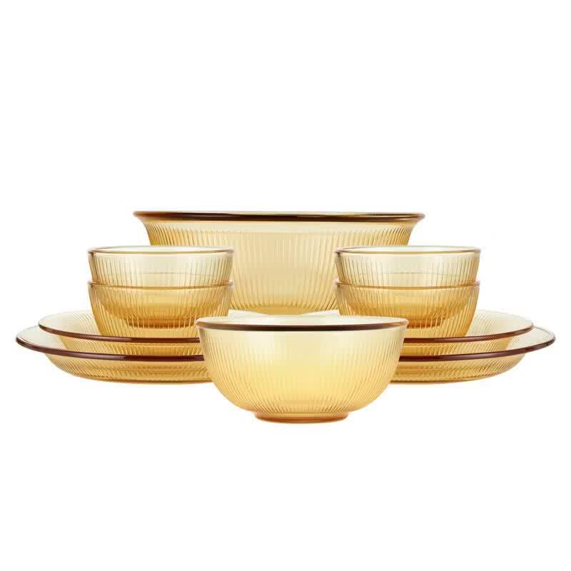 Snapware Corning Jingyue Vertical Stripe 10-Piece High Borosilicate Glass Dinnerware Set