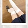 Women's Summer Lightweight Black and White Classic Color Velvet Slip-resistant Ankle-length Thigh-high Socks