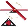 T-Type Woodworking Line Ruler 360 Degree Combination of Triangle Ruler and Straightedge Carpenty Marking Gauge Layout DIY