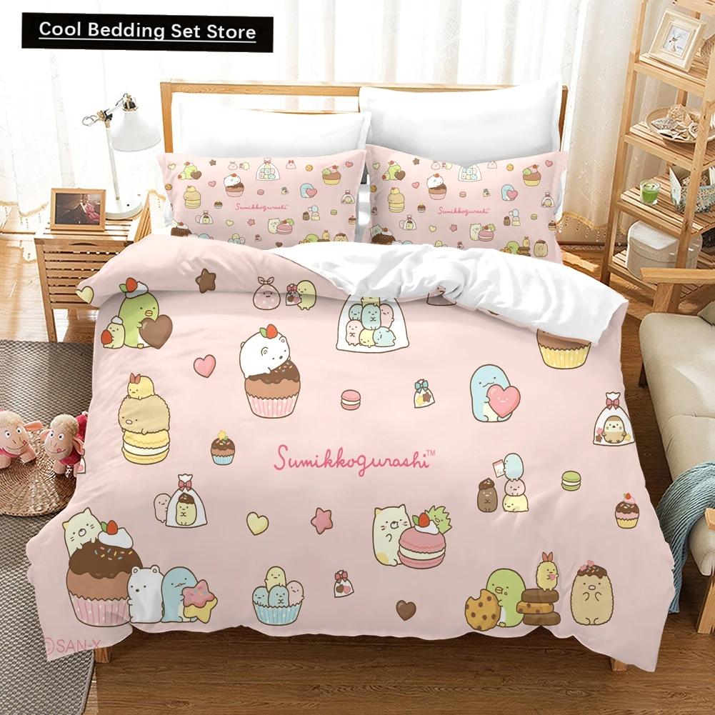 Cartoon Sumikko Gurashi Bedding Set,Duvet Cover Comforter Bed Set Quilt Cover Pillowcase,King Queen Twin Size Boys Girls Adults