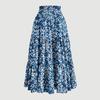 Printed Pocket Spliced Elastic Waist Midi Skirt Women Elegant Commuter Style
