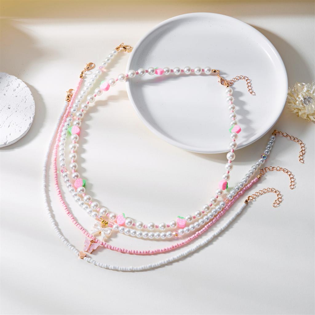 Elegant Strawberry Beaded Necklaces Jewelry Simple Design Bracelet Adornment Adds Sweet Charm For Various Styles