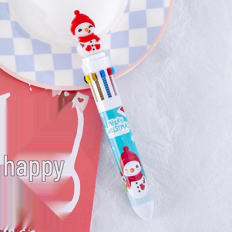 Christmas Multi-color Creative Click Ballpoint Pen - Cute Ten-Color Student Gift